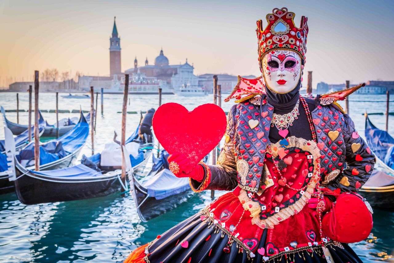 Person dressed up for Carnival in Venice, Italy