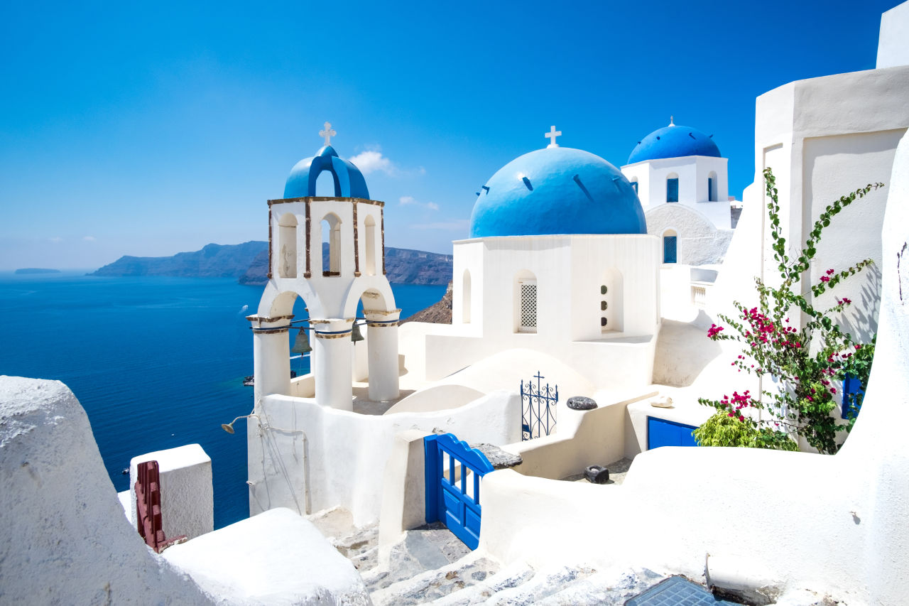 Weiße Häuser auf Santorini