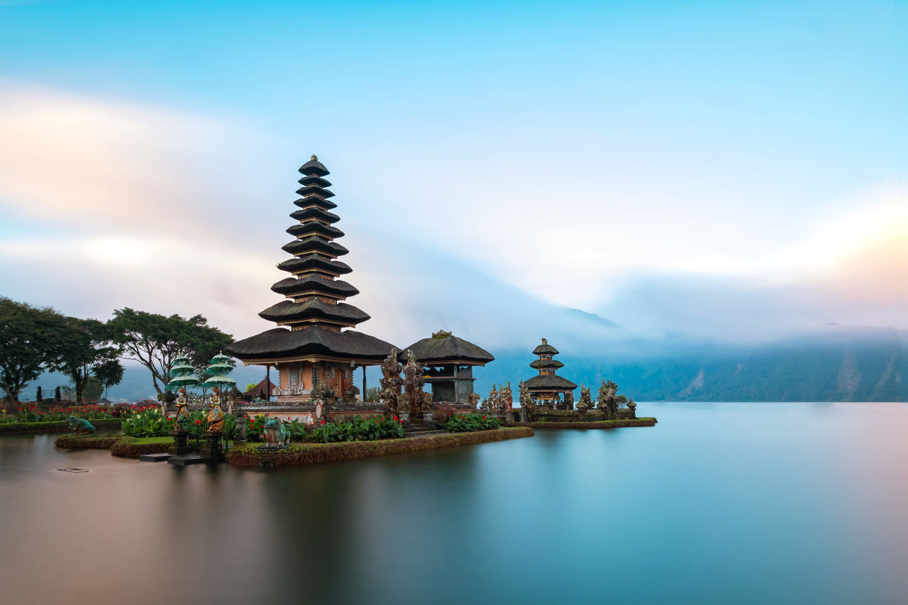 A temple on the water in Denpasar, Bali