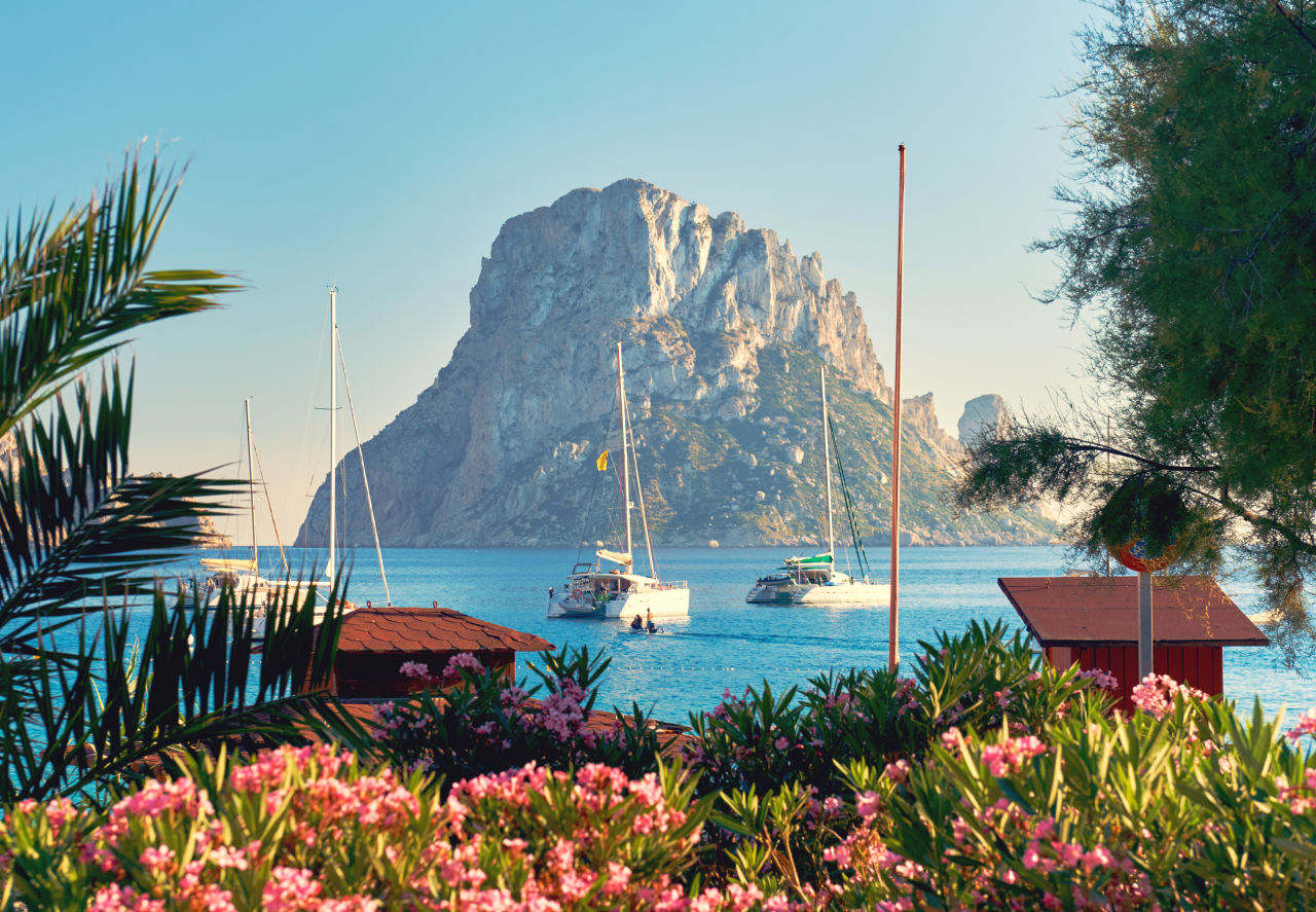 A beautiful harbour with boats in Ibiza
