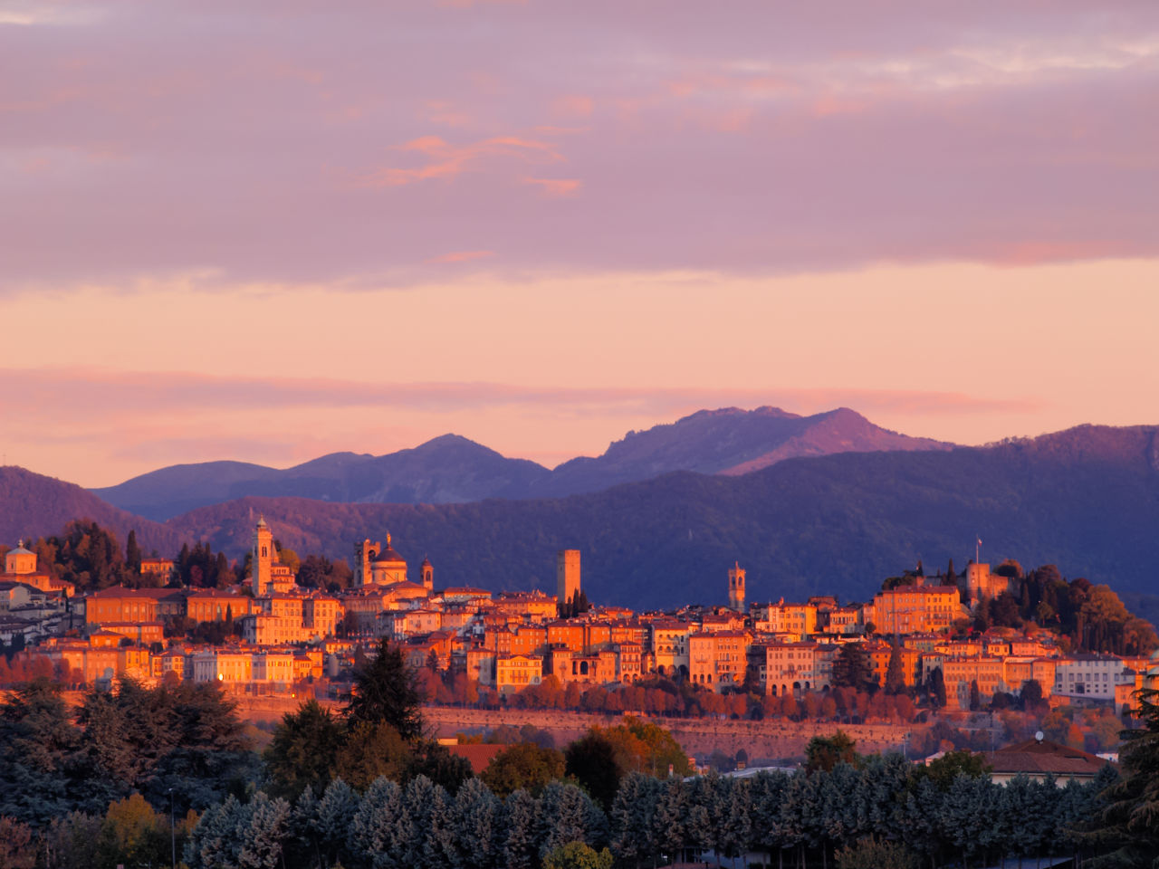 A beautiful sunset over a rural town