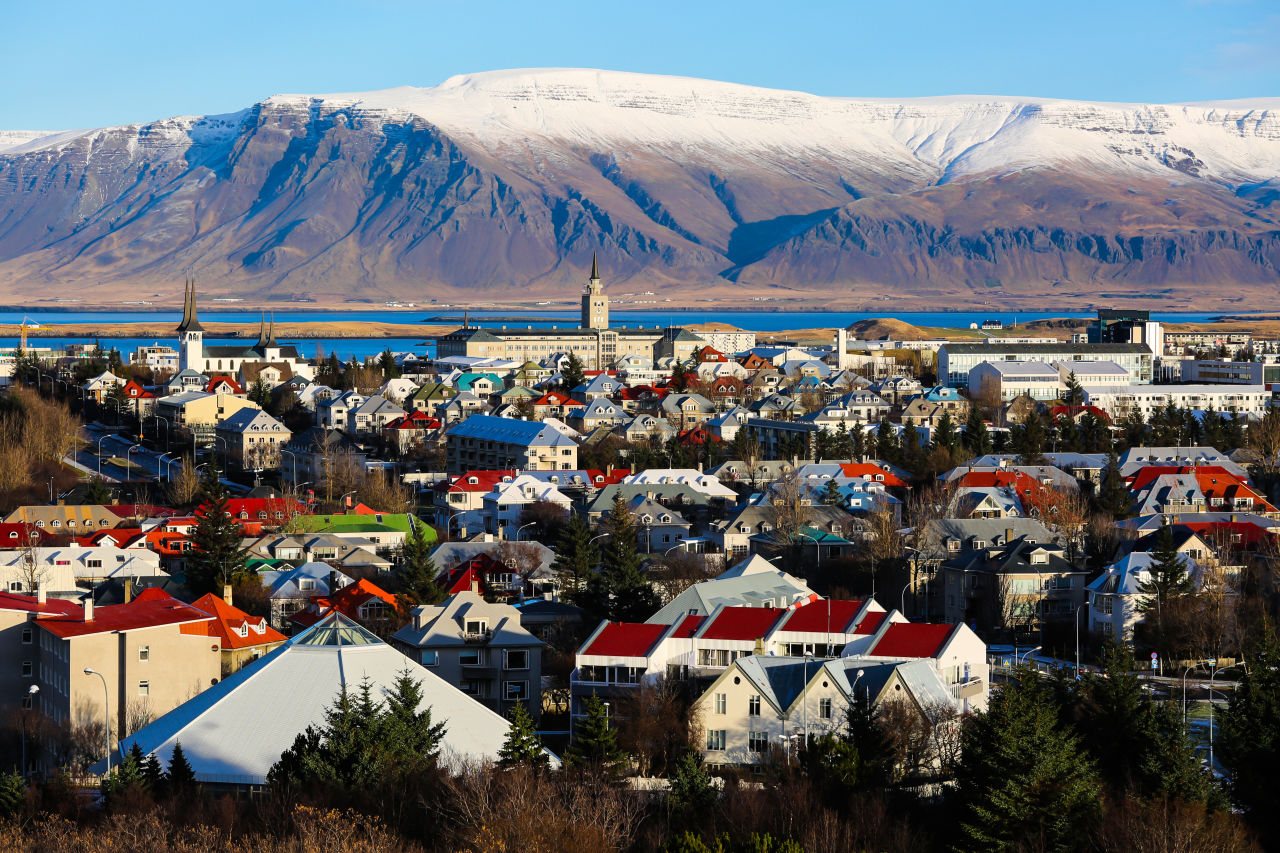 The skyline of Reykjavik in Iceland