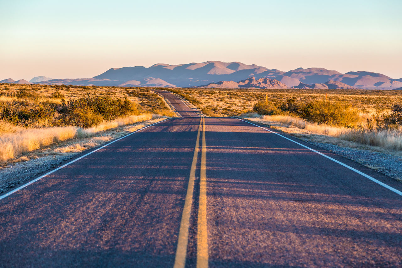 The famous route 66 going through Texas, USA