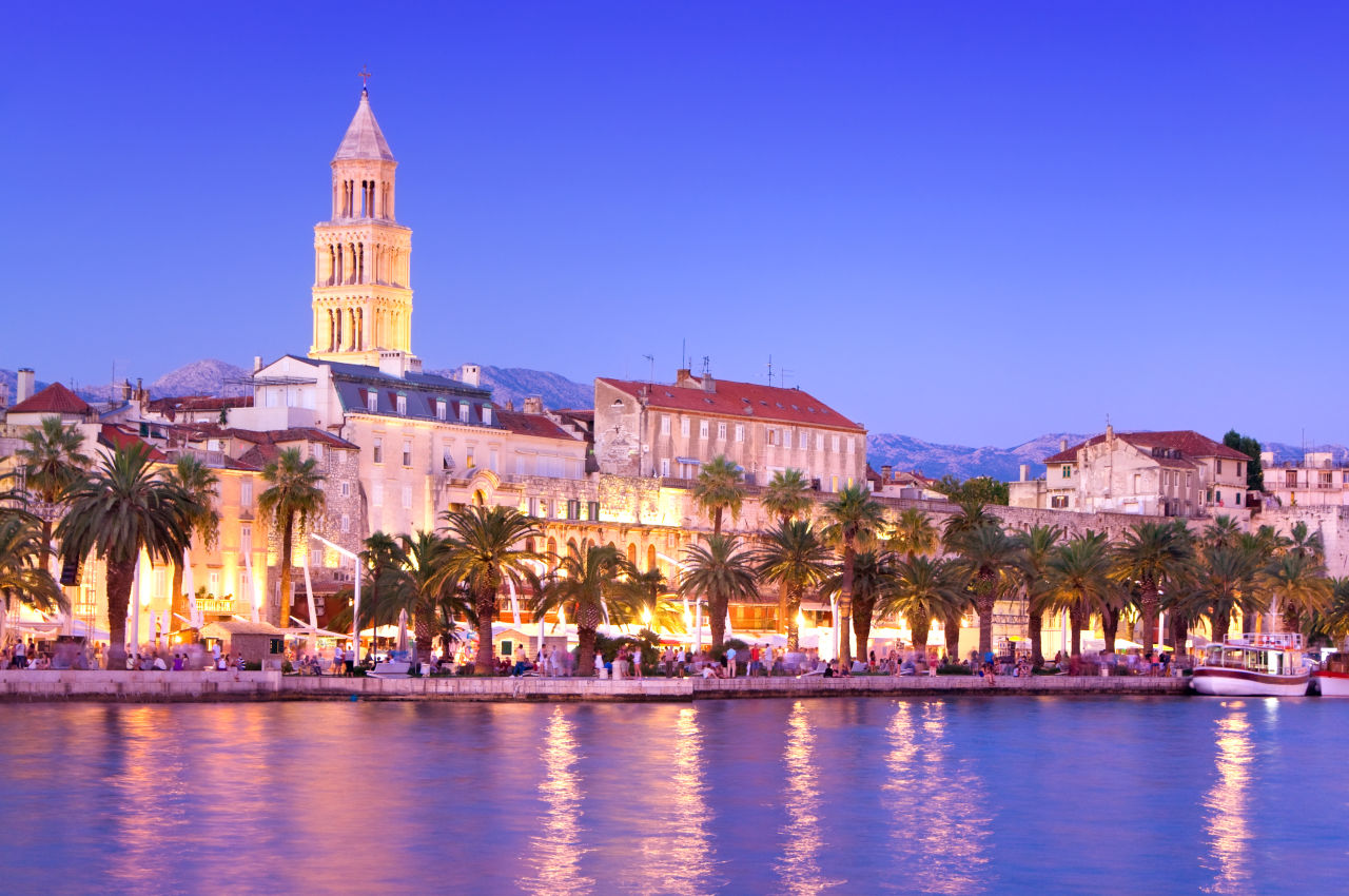 The harbour in Split during a summer evening