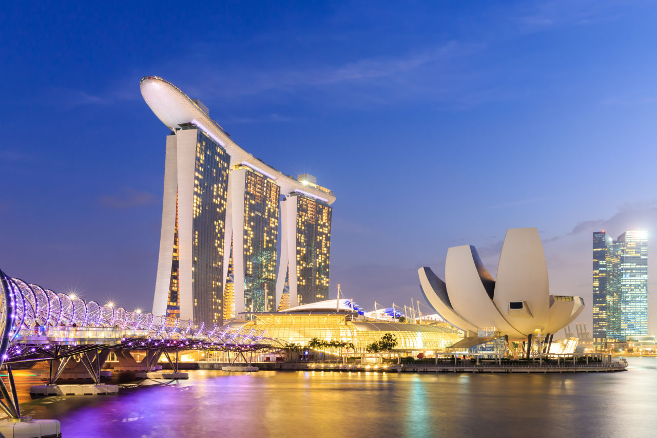 Blick auf die Singapur skyline