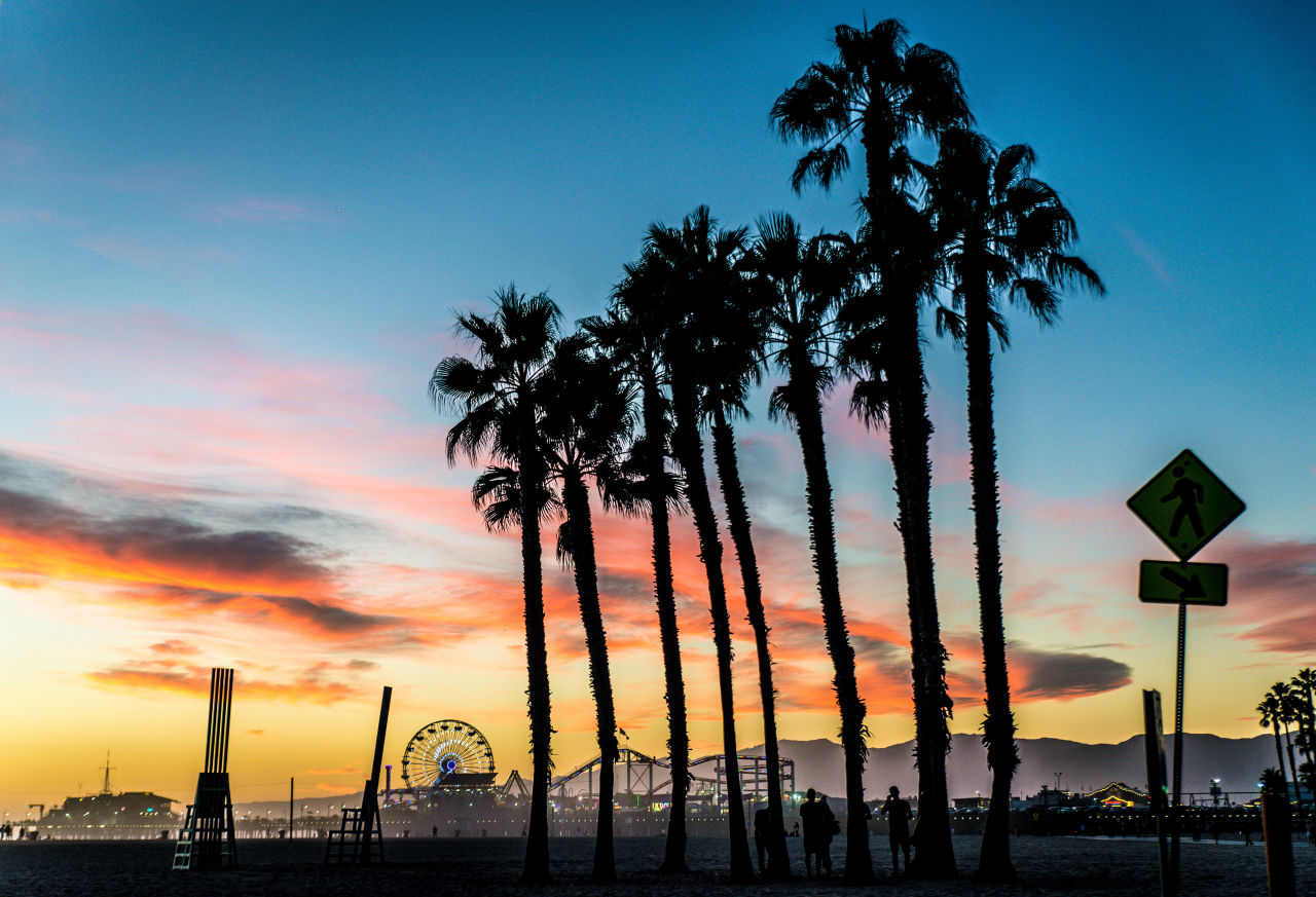 Sonnenuntergang am Santa Monica Pier in Los Angees