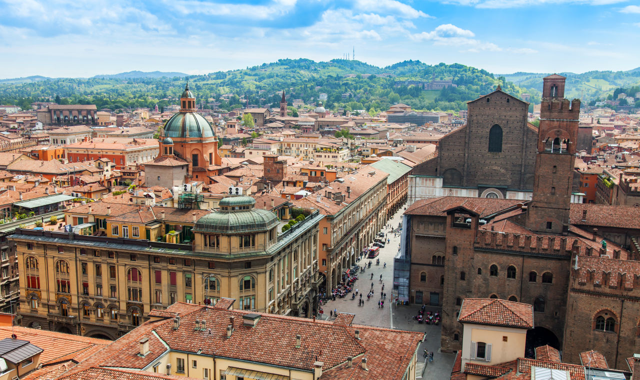 The skyline of Bologna