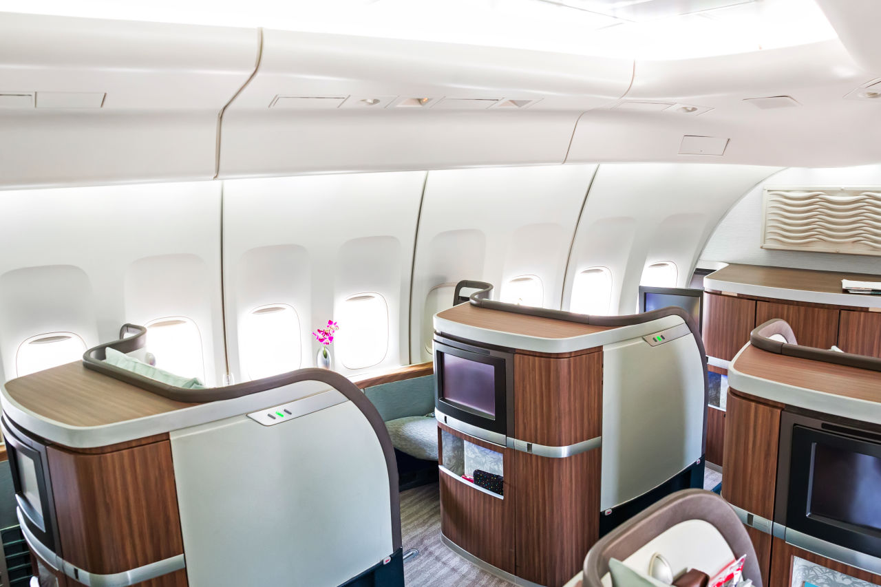 Business Class im Flugzeug