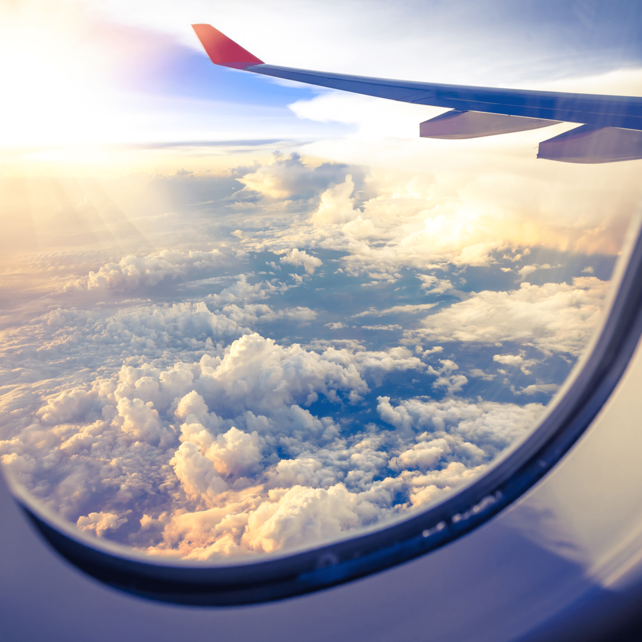 Looking out at the sky from an airplane window