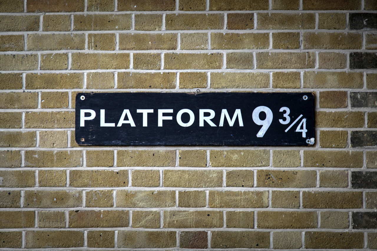 Bordje met platform 9 3/4