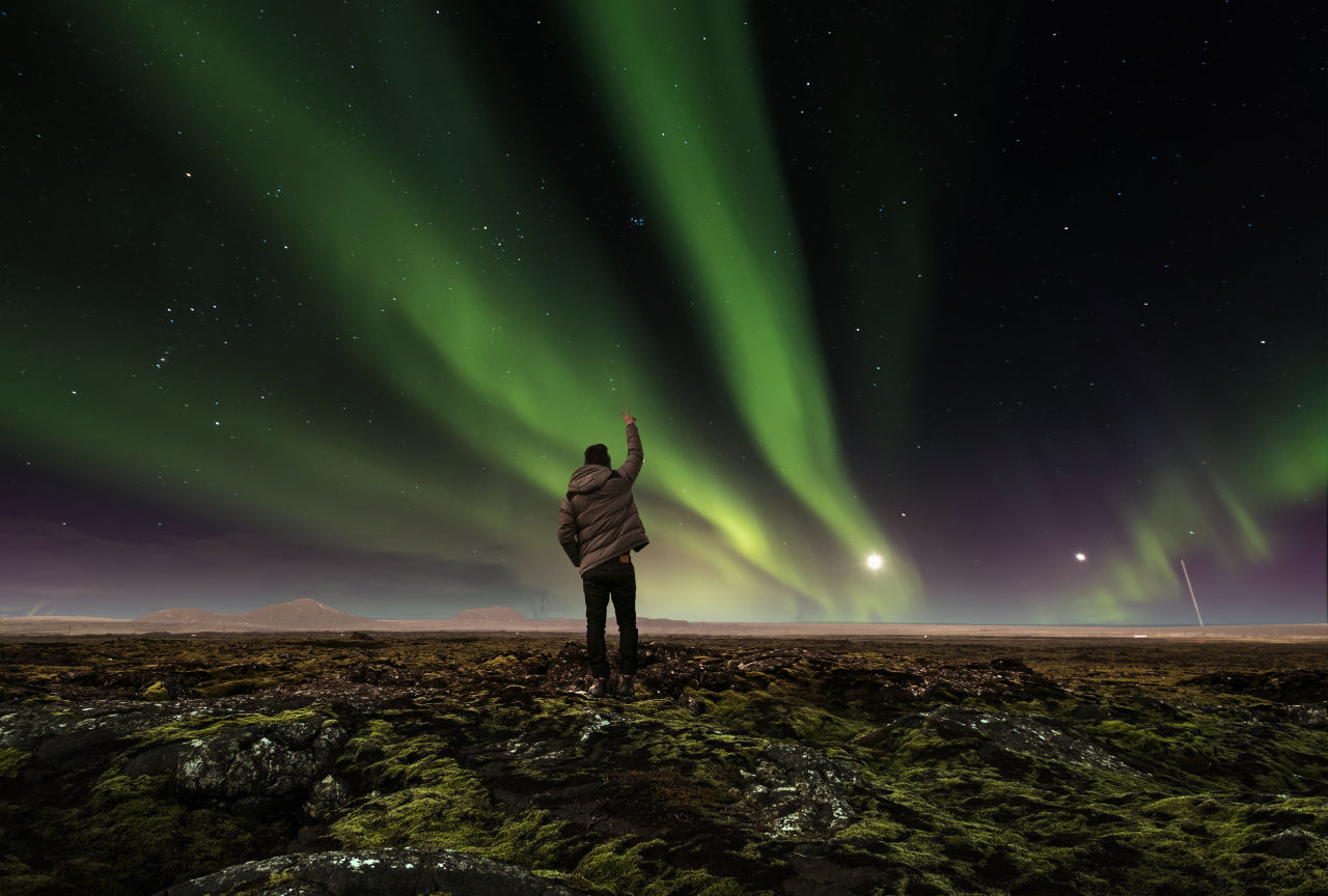 Het noorderlicht, aurora borealis, in Ijsland.