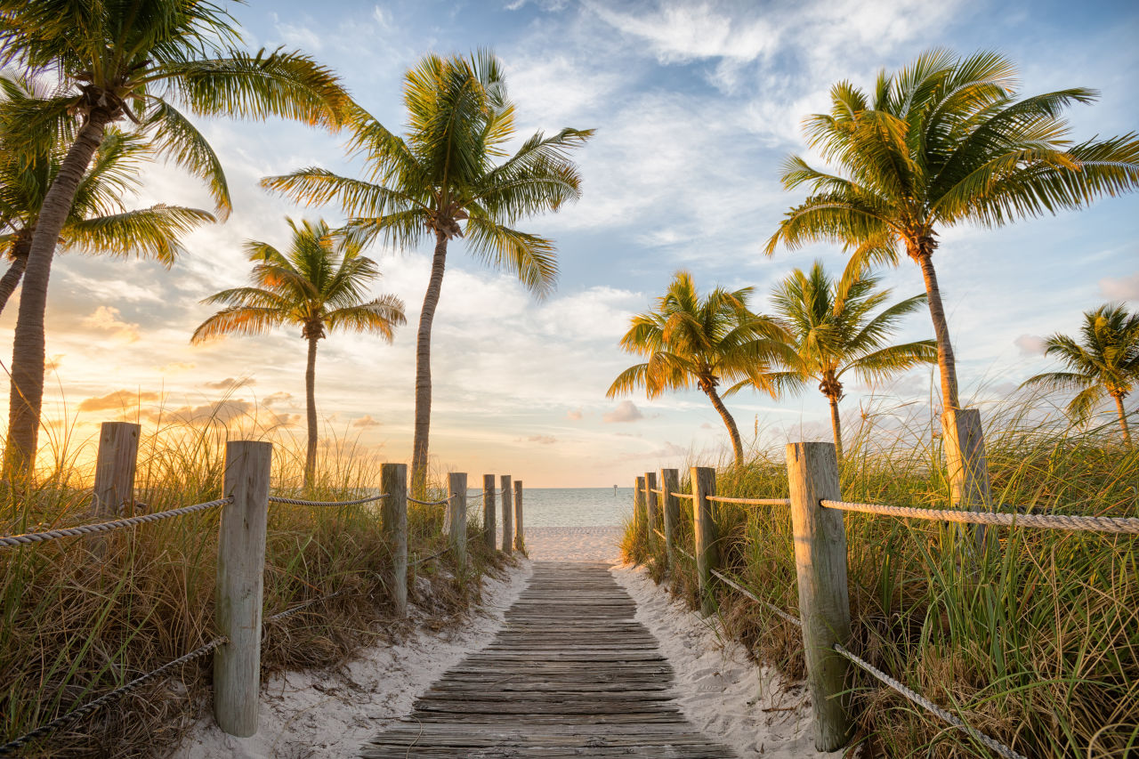 Key West beach at sunset