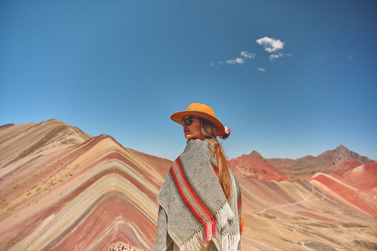 Woman in Rainbow Mountain, Peru