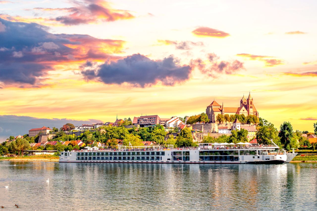 boat on Rhine River in Breisach
