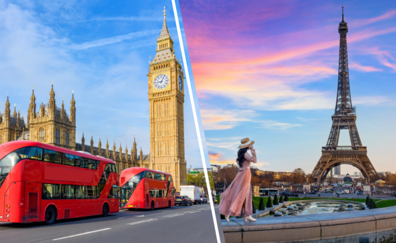 london - big ben and paris eiffel tower