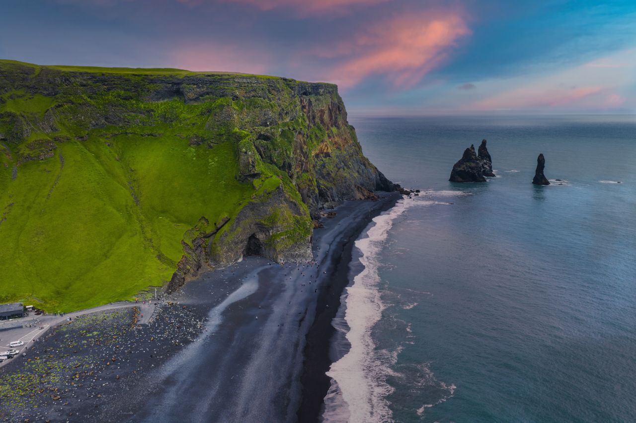 Coastal erosion at Reynisfjara reaching warning signs after winter storms in Iceland