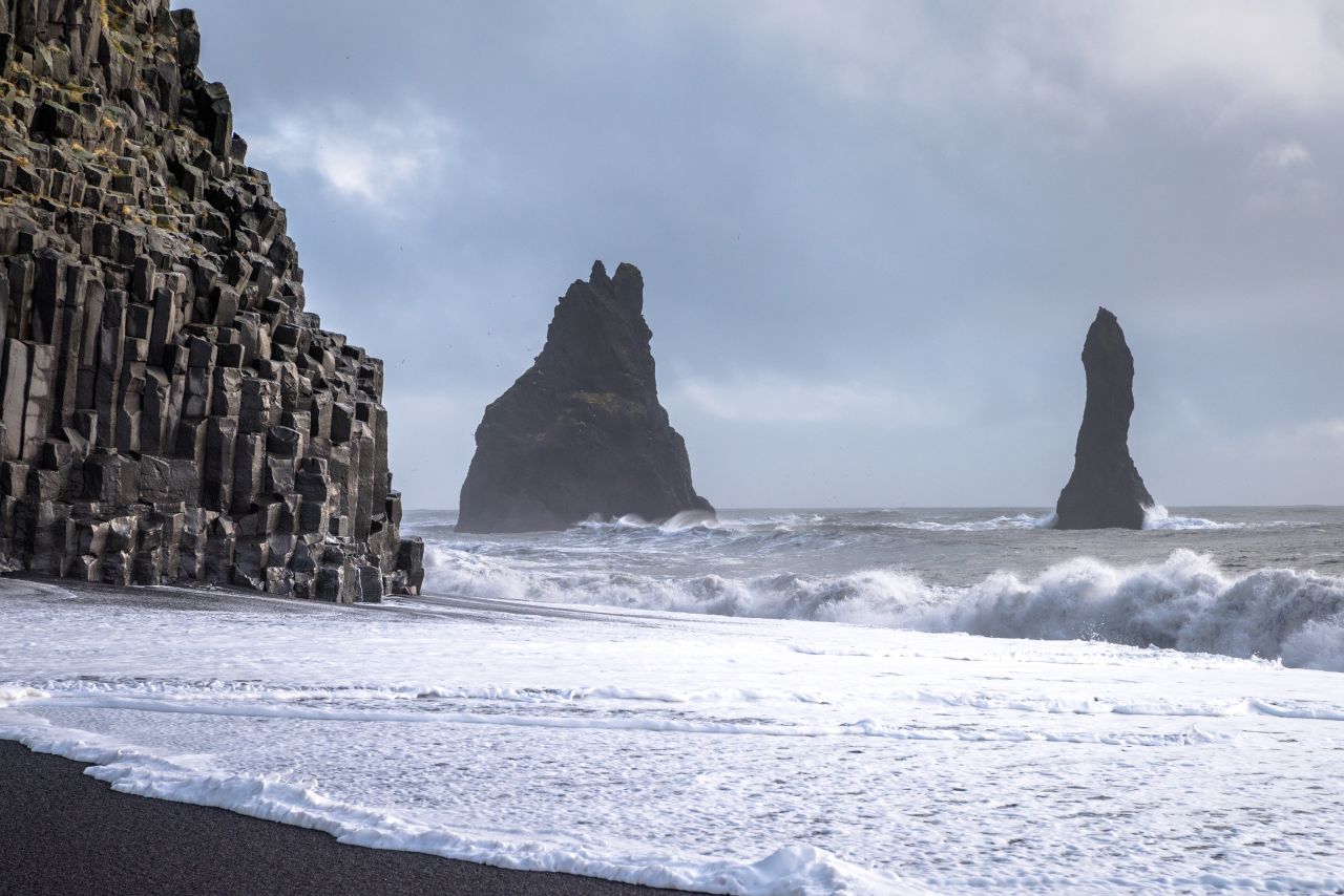 Coastal erosion at Reynisfjara reaching warning signs after winter storms in Iceland