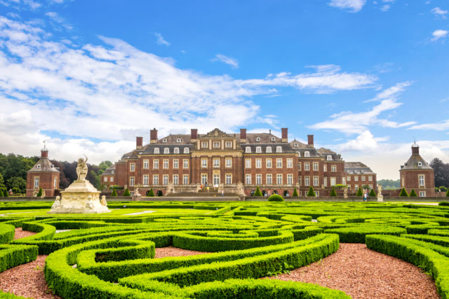Nordkirchen Castle with blue skies and manicured gardens