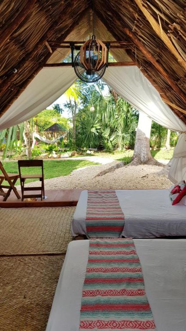 inside view of a glamping tent
