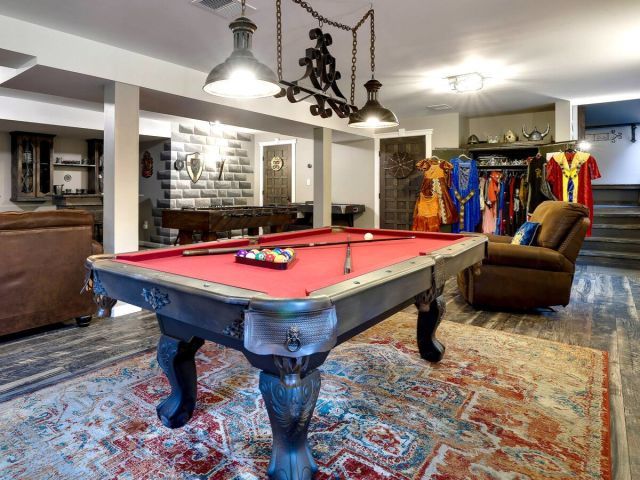Pool table in the living room