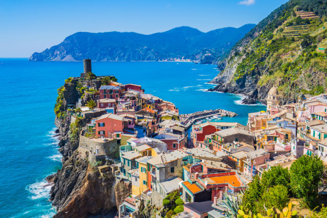 A view of Cinque Terre and the sea