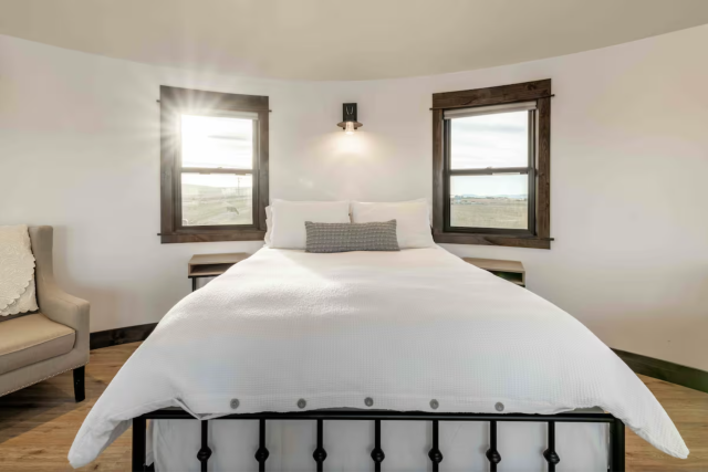 Bedroom at a Luxury Silo in Montana