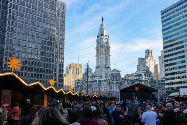 christmas market in the middle of the city in Philadelphia