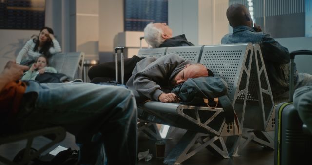 people sleeping at airport due to delays