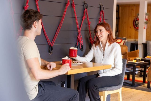 Mountain Modern Jackson Hole people drinking hot chocolate