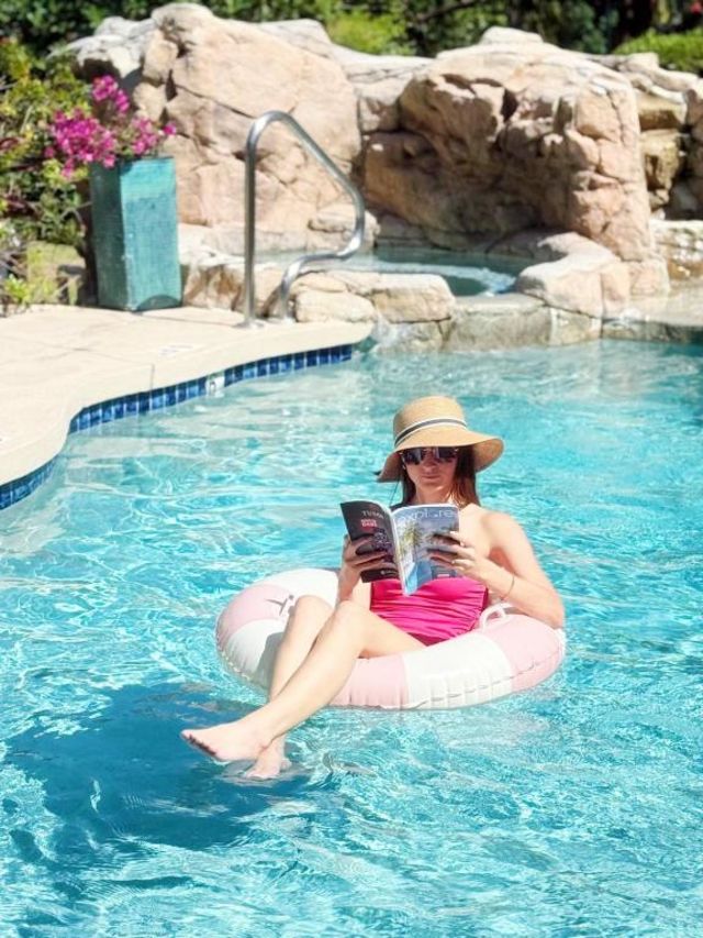 Shangri-La Bed & Breakfast person reading in pool