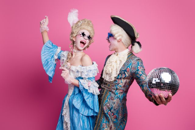 Couple dressed for a masked ball