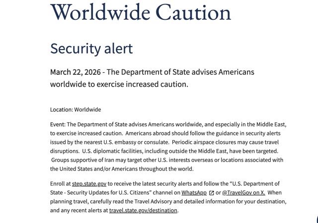 State Alert Table The US State Department Just Issued a Worldwide Security Alert — Here's ...