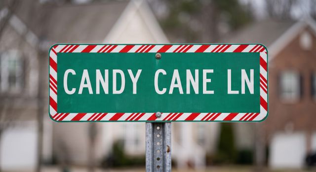 sign that says Candy Cane Lane