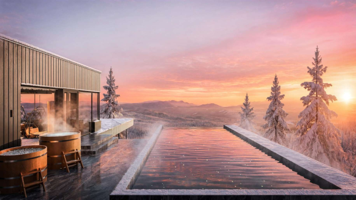 Brand new spa in Lapland with infinity pool